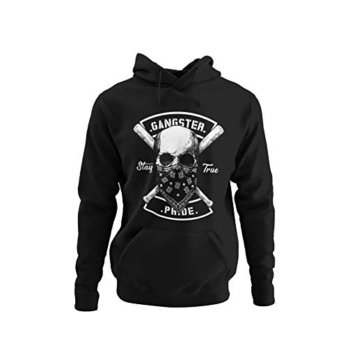 knut Fashion & Streetwear Stylischer Herren Hoodie Motiv Stay True Kapuzenpullover in Schwarz und Khaki Unisex Hip Hop Gr. S-4XL (Schwarz, L) von knut Fashion & Streetwear