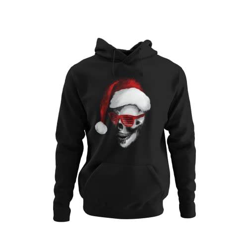 Stylischer Skull Weihnachtsmann Herren Hoodie mit Weihnachts Motiv für Männer Kapuzenpullover Totenkopf Bartträger Merry Christmas Regular Fit Gr. S - XXXXXL von knut Fashion & Streetwear