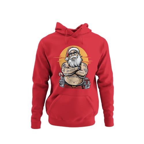 knut Fashion & Streetwear Tätowierter Weihnachtsmann Hoodie zu Weihnachten Santa Claus Kapuzenpullover für Festliche Anlässe Unisex Damen und Herren Regular Fit Gr. XS - XXXXXL von knut Fashion & Streetwear