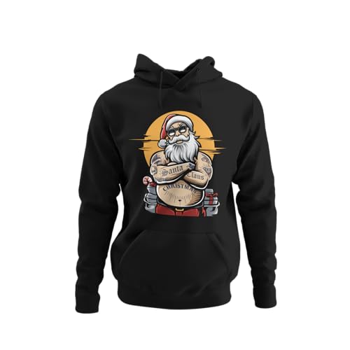 knut Fashion & Streetwear Tätowierter Weihnachtsmann Hoodie zu Weihnachten Santa Claus Kapuzenpullover für Festliche Anlässe Unisex Damen und Herren Regular Fit Gr. XS - XXXXXL von knut Fashion & Streetwear