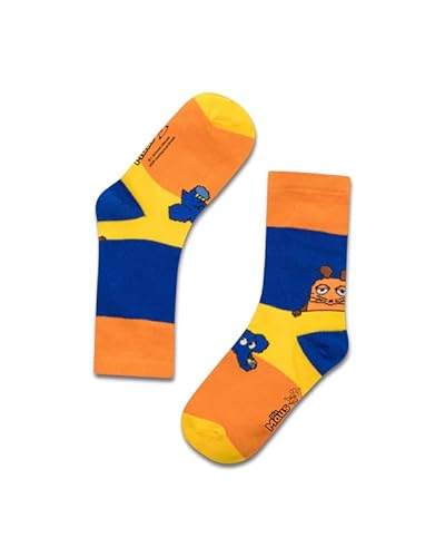 koaa Die Sendung mit der Maus – Maus & Elefant Color Block – Easy Socks Socken Unisex Kids und Erwachsene blau/gelb/orange (as3, numeric, numeric_41, numeric_46, regular) von koaa