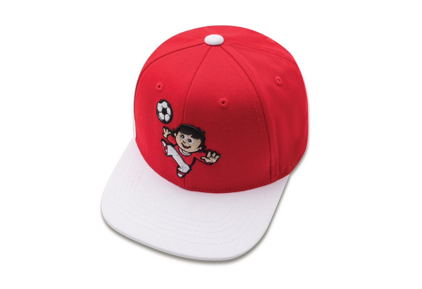 koaa Snapback Cap koaa - Mainzelmännchen "Fritzchen am Ball" - Snapback Cap red/white (Basecap, Basecap, Snapback Cap) von koaa