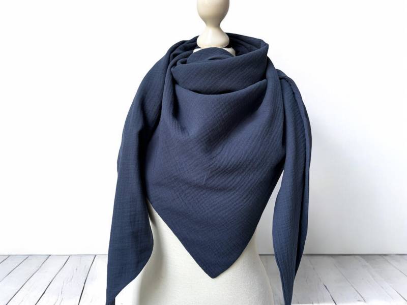 Dreieckstuch Musselin Dunkelblau Musselintuch Damen von kodanin