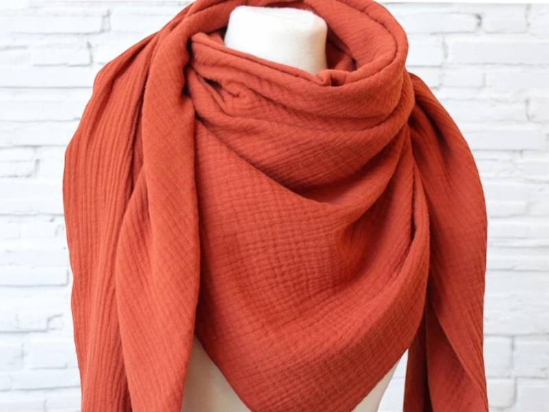 Dreieckstuch Musselin Rost Rot Übergang Musselintuch Damen von kodanin