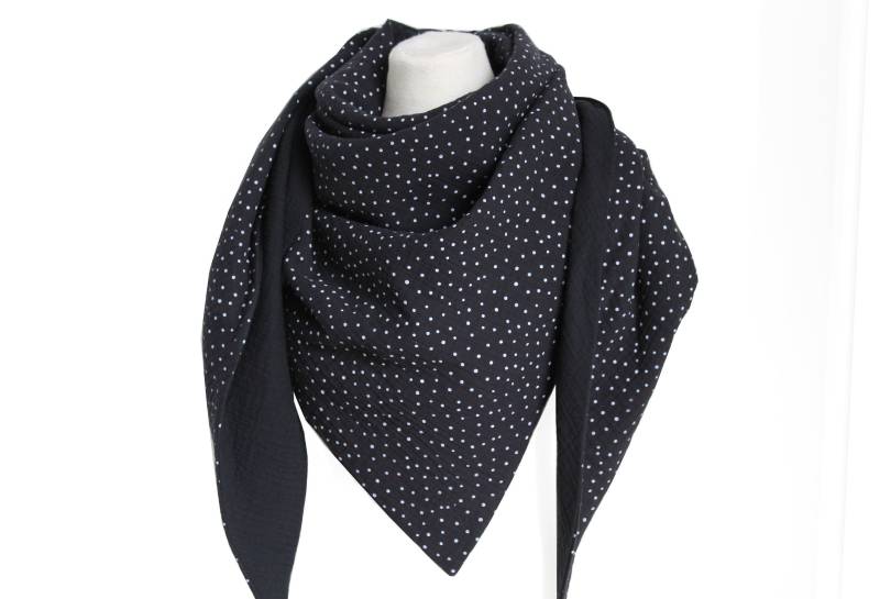 Dreieckstuch Musselin Schwarz Pünktchen Musselintuch Damen von kodanin