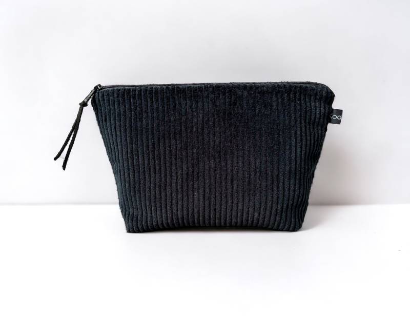 Kosmetiktasche Breitcord Schwarz Uni Cord von kodanin