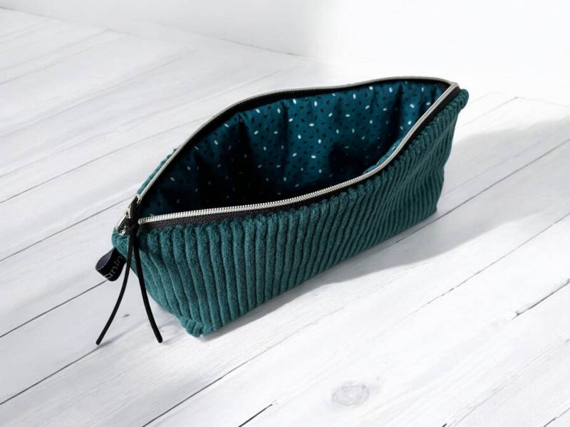 stiftemäppchen Tasche Breitcord Uni Cord Petrol von kodanin