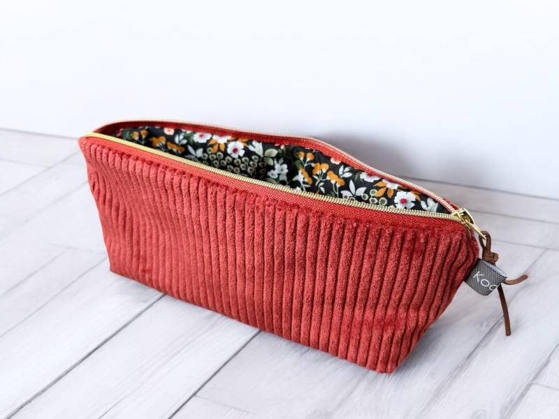 stiftemäppchen Tasche Breitcord Verschiedene Farben Uni Cord Rostrot von kodanin