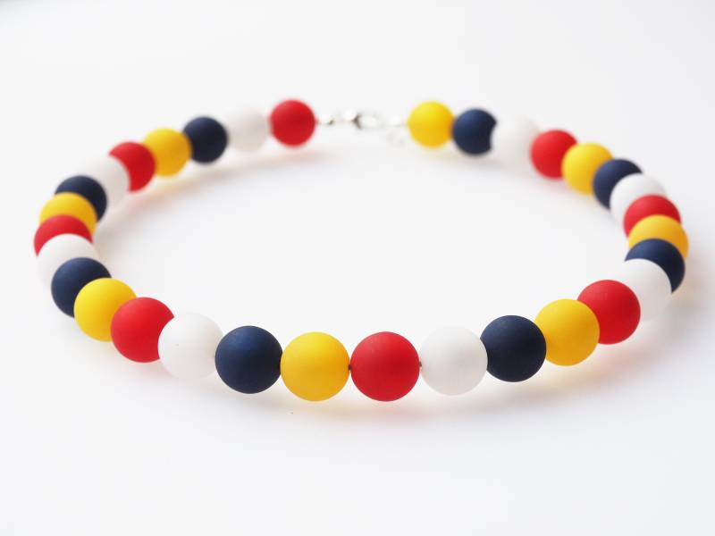 Fastnachtskette Rot Weiß Blau Gelb Kette Polariskette Fastnacht Mainz Helau Und Alaaf Karneval Fasching Polarisperlenkette Jeckenschmuck von koenigsblau