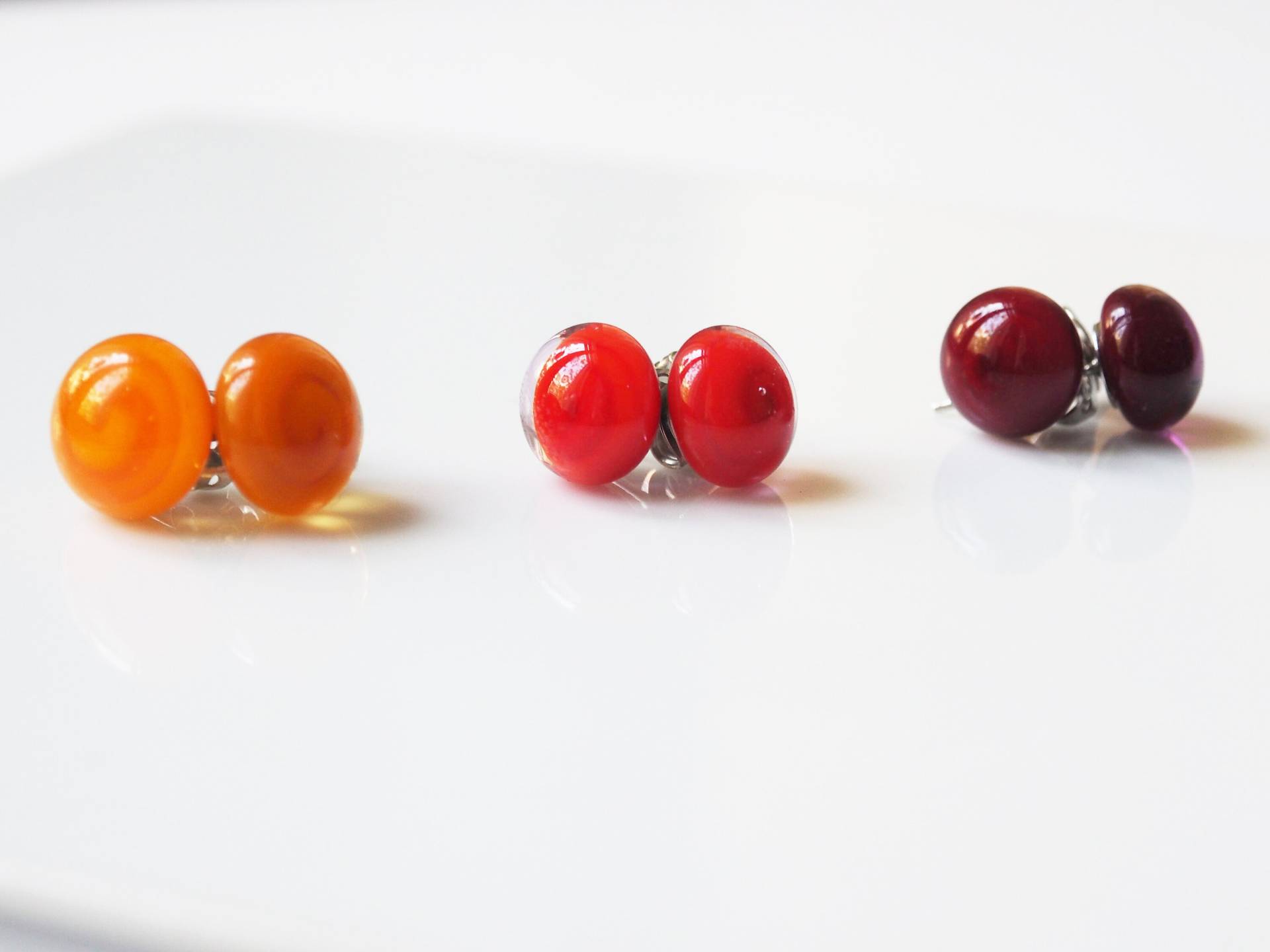 Murano Ohrstecker Ohrringe Rosa Pastell Dunkelrot Orange Rot 925Er Silber Mit Handgefertigten Glasperlen Aus Muranoglas Glasperlenohrringe von koenigsblau