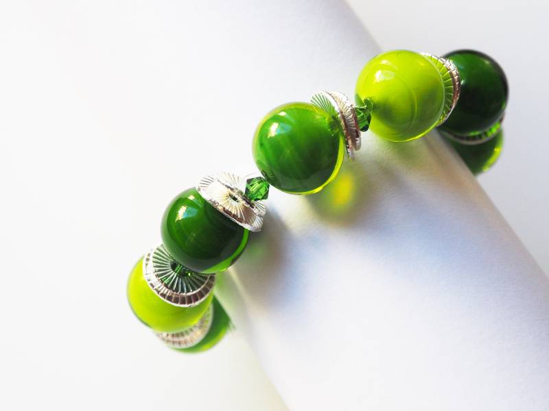 Muranoarmband Grün Armband Aus Handgefertigten Glasperlen Muranoglas Glasperlenarmband Handmade von koenigsblau