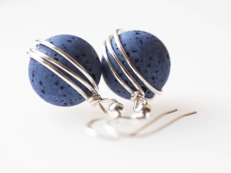 Ohrringe Blau Polarisohrringe 9 Farben Lava Rot Grün Pink Lila Schwarz Grau 925Er Silber Trendfarbe von koenigsblau