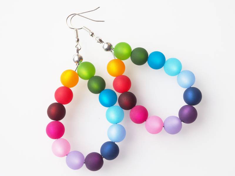 Ohrringe Bunt Regenbogen Polarisohrringe Mit Preciosa® Kristalle Statement Polarisperlen Handmade Trendfarbe von koenigsblau