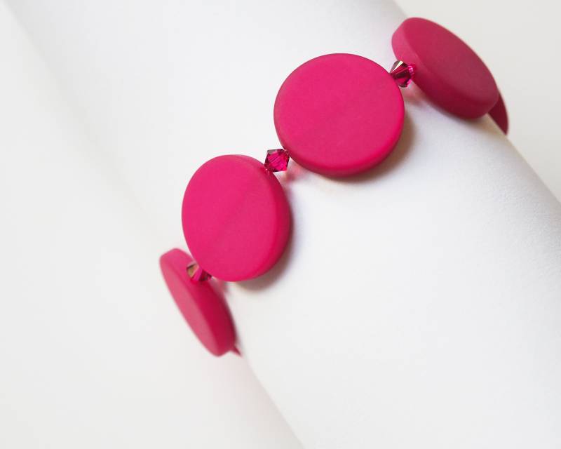 Polarisarmband Pink Armband Rosa Flexibel Mit Preciosa® Kristallen Trendfarbe von koenigsblau