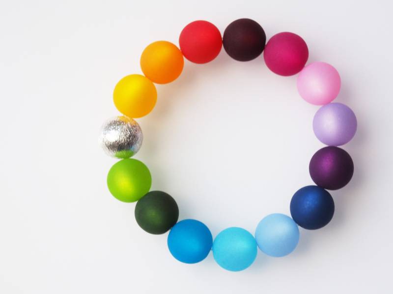 Polarisarmband Regenbogen Armband Polarisperlenarmband Bunt Silber Wisilva Flexibel Geschenk Mutter Tochter Freundin Pride von koenigsblau