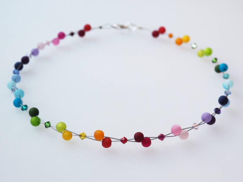 Polariskette Regenbogen Kette Bunt Polaris-Kette Regenbogenkette Halskette Polarisschmuck Mit Preciosa® Kristallen von koenigsblau