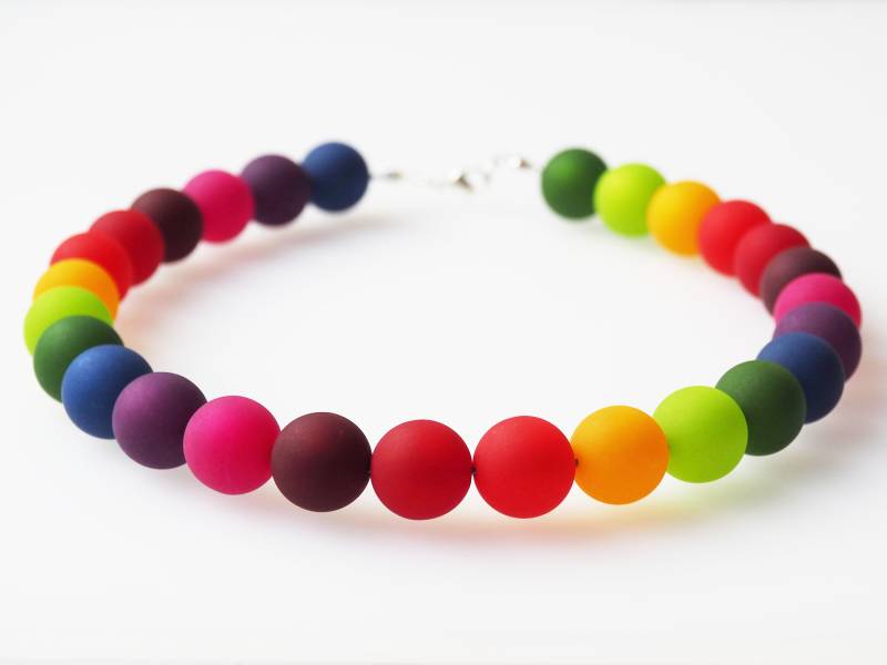 Polariskette Regenbogen Kette Mit Großen Perlen Collier Bunt Polarisperlen Handmade von koenigsblau