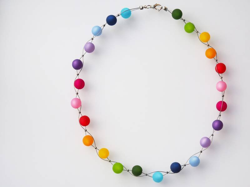 Polariskette Regenbogen Kette Mit Polarisperlen Halskette Polarisketten Farbenfroher Polarisschmuck von koenigsblau