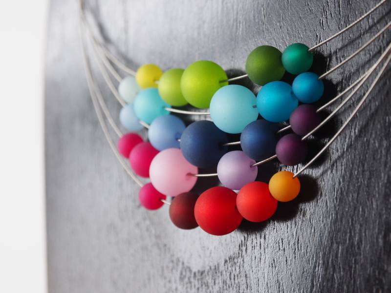 Polariskette Regenbogen Kette Polarisschmuck Handmade Halskette Polaris-Kette Perlenkette von koenigsblau