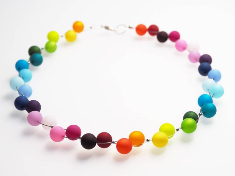 Polariskette Regenbogen Mit Polarisperlen Kette Halskette Collier Pride Bunt von koenigsblau