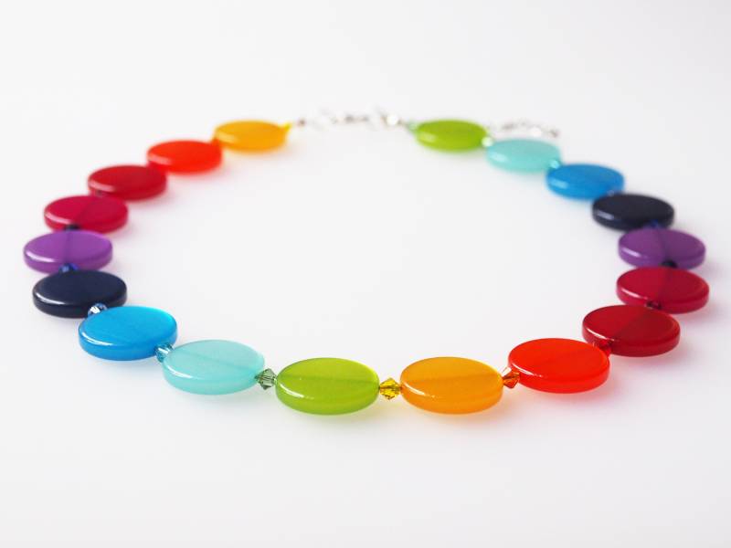 Polariskette Regenbogen Mit Preciosa® Kristallen Polaris Kette Collier Handmade Auffällig Elegant Geschenk Für Frauen von koenigsblau
