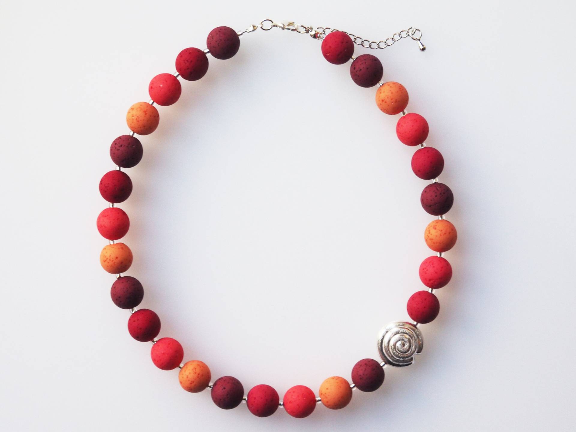 Polariskette Rot Orange Silber Kette Halskette Polaris-Kette Collier Mit Polarisperlen Im Lava Look Elegant Edel Polariskette Rot Orange Silber Kette Halskette Polaris-Kette Collier Mit Polarisperlen Im Lava Look Elegant Edel von koenigsblau