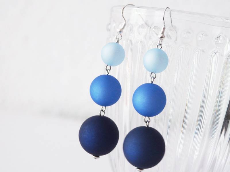 Polarisohrringe Blau Ohrringe Statementohrringe Perlenohrringe Blautöne Polaris 925Er Silber Polaris-Ohrringe Plus Size von koenigsblau