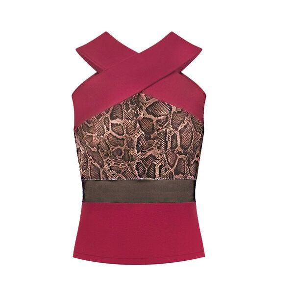 körber mode Top gekreuzte Neckholder Bio Jersey mit Mesh-Einsatz von körber mode