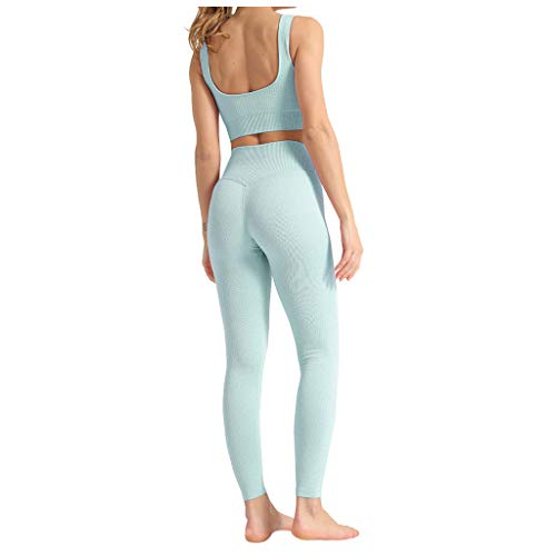 körper Sport Anzug Damen Trainingsanzug BH + Leggings Set für Yoga Tanzen Gym Racerback Sportanzug Bekleidungsset & Hosen Trainingsanzüge Hohe Taille Sportkleidung, S von körper