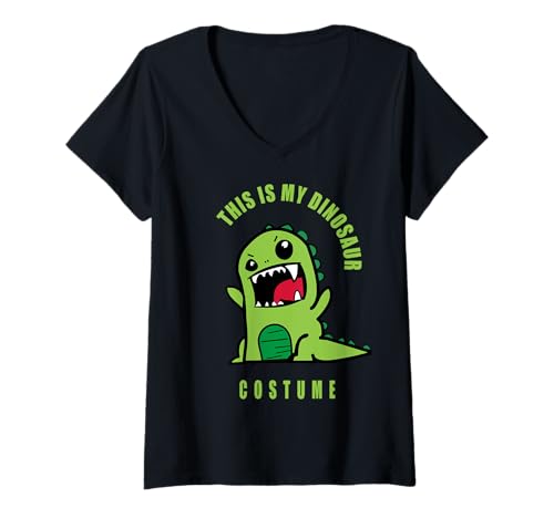 Damen dino dinosaurier kostüm fasching karneval humor T-Shirt mit V-Ausschnitt Damen dino dinosaurier kostüm fasching karneval humor T-Shirt mit V-Ausschnitt von koffein design