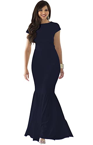 KOH KOH Damen Maxikleid mit langen Flügelärmeln, elegant, sexy, Abendkleid, Cocktailkleid, Maxikleid - Blau - X-Groß von koh koh