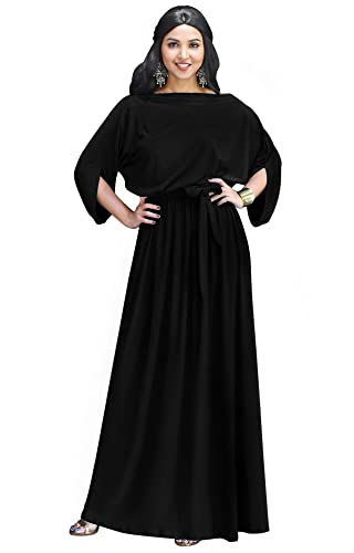 KOH KOH Flowy formale Abendkleid, Fledermausärmel, legere Kleidung, schwarz, X-Large Mehr von koh koh