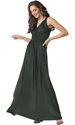 KOH KOH Langes, ärmelloses Maxikleid für Brautjungfern, Cocktailkleid, Abendkleid, Dunkelgrau-Grau, XX-Large von koh koh