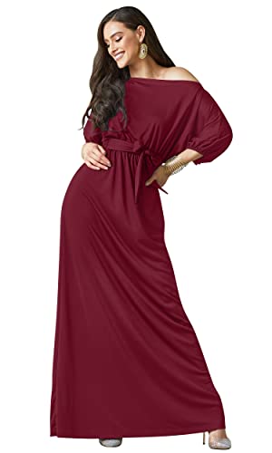 Koh Koh® Damen Schulterfreies Maxikleid Cocktail Abend Elegantes Langes Dress, Farbe Rot, Größe L/Large (1) von koh koh