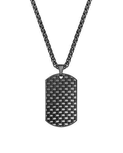 kohlenstoff 12 Dogtag Chain Damen und Herren Halskette mit Dogtag Anhänger aus Carbon und Edelstahl (45) von kohlenstoff 12