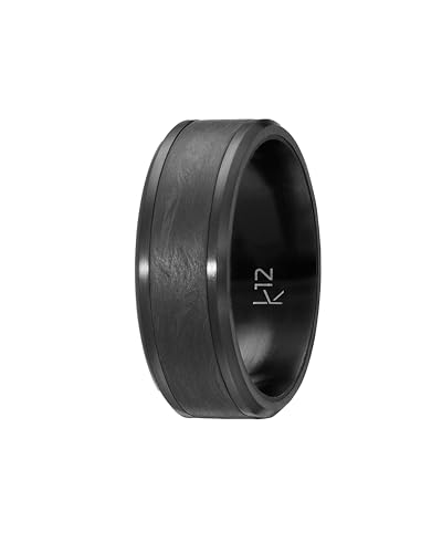 kohlenstoff 12 Forged Carbon Ring Schwarz für Damen und Herren hochwertig beschichtet aus geschmiedetem Carbon und Edelstahl (56) von kohlenstoff 12