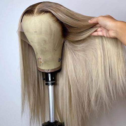 koinu Aschblonde Perücke aus Echthaar, 13 x 4, transparent, Spitzenfront, 200 % Dichte, Aschblond, gerade, für schwarze Frauen koinu Aschblonde Perücke aus Echthaar, 13 x 4, transparent, Spitzenfront, 200 % Dichte, Aschblond, gerade, für schwarze Frauen von koinu