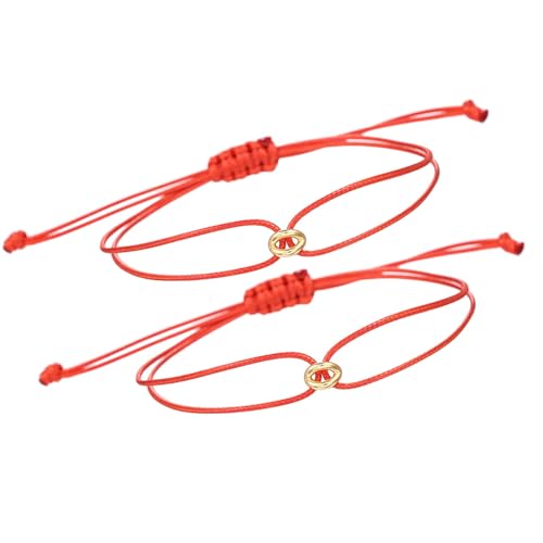 kokdid 2 Stück Paar Armbänder Glücksbringer Perlen Handkette Verstellbar Handgefertigt Armband Geflochtenes Seil Armband Zubehör, Perimeter:16-26cm, Seil von kokdid