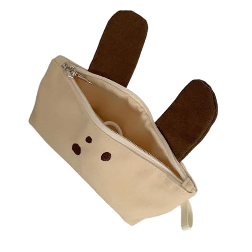 kokdid Federmäppchen mit Tiermotiv, leichtes Segeltuch, tragbare Stift-Organizer, Reise-Make-up-Tasche für Frauen, Mädchen, Studenten, coffee, L von kokdid