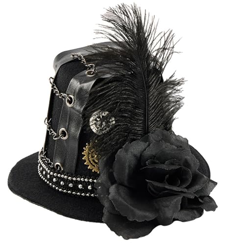 kokdid Gothicism Halloween Hut Haarspangen Gothik Haarspange mit Metallgetriebekette für Mottopartys Konzerte von kokdid