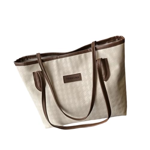 kokdid Große Kapazität Handtasche für Damen Pendler Schultertasche Wasserdichte PU Handtasche mit breiten Riemen, Kaffeebraun, 35*27.5*24cm von kokdid