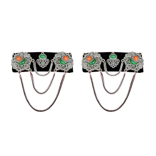 kokdid Handgefertigte mongolische Stile Fusselquasten Haarspange Ornament mit Vintage-Strass-Designs für Frauen suchen einzigartigen Charme von kokdid