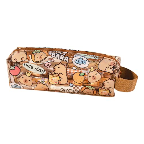 kokdid Transparentes Cartoon-Federmäppchen, wasserabweisend, mit Reißverschluss, Stifte-Organizer, Reise-Make-up-Tasche für Studentinnen und Frauen, Wie abgebildet, 19*6*5cm, Feinschmecker Kapi von kokdid