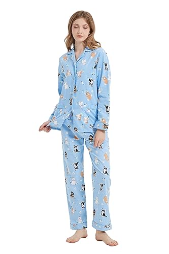 kolipajam Baumwoll-Flanell-Pyjama für Damen, 100% Baumwolle, Flanell-Pyjama-Set, weich, gemütlich, Damen-Loungewear kolipajam Baumwoll-Flanell-Pyjama für Damen, 100% Baumwolle, Flanell-Pyjama-Set, weich, gemütlich, Damen-Loungewear von kolipajam