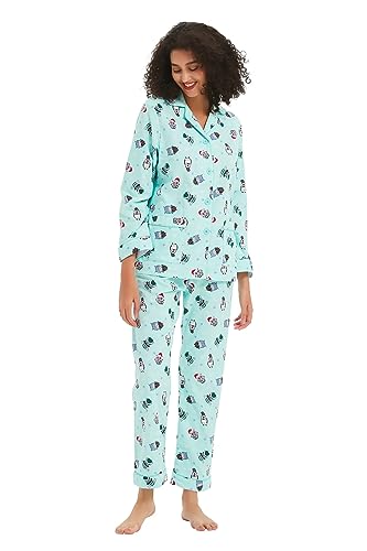 kolipajam Baumwoll-Flanell-Pyjama für Damen, 100% Baumwolle, Flanell-Pyjama-Set, weich, gemütlich, Damen-Loungewear von kolipajam