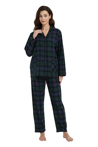 kolipajam Damen-Schlafanzug-Set, 100 % Baumwolle, Flanell, garngefärbt, gemütlich, langärmelig, Winter-PJs für Frauen, Dunkelblau kariert, S kolipajam Damen-Schlafanzug-Set, 100 % Baumwolle, Flanell, garngefärbt, gemütlich, langärmelig, Winter-PJs für Frauen, Dunkelblau kariert, S von kolipajam