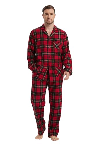 kolipajam Herren 100% Baumwoll-Flanell-Schlafanzug-Set in kariertem Garn gefärbt - Gemütliche Schlafanzughose mit Taschen und Kordelzug an der Taille, Winter-Pyjama für Herren kolipajam Herren 100% Baumwoll-Flanell-Schlafanzug-Set in kariertem Garn gefärbt - Gemütliche Schlafanzughose mit Taschen und Kordelzug an der Taille, Winter-Pyjama für Herren von kolipajam