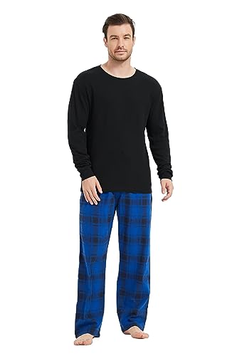 kolipajam Herren 2-teiliges Schlafanzug-Set - 100% Baumwoll-Pyjamas mit Kordelzug an der Taille, Flanellhosen mit Taschen, Loungewear für Herren von kolipajam