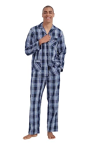 kolipajam Männer Baumwolle Pyjama Set für Männer 2 Pice Plaid Comfy Nachtwäsche PJS mit Taschen von kolipajam