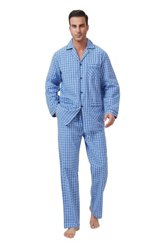 kolipajam Männer Baumwolle Pyjama Set für Männer 2 Pice Plaid Comfy Nachtwäsche PJS mit Taschen von kolipajam